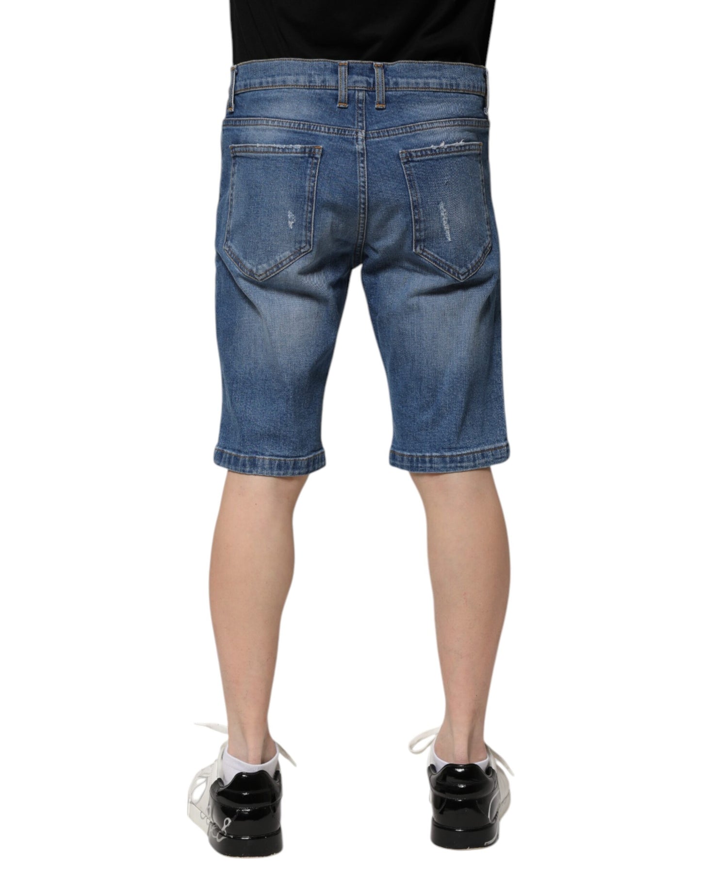Dolce &amp; Gabbana Blue Cotton Stretch Men Denim Bermuda Shorts