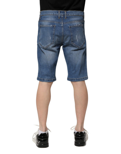 Dolce &amp; Gabbana Blue Cotton Stretch Men Denim Bermuda Shorts