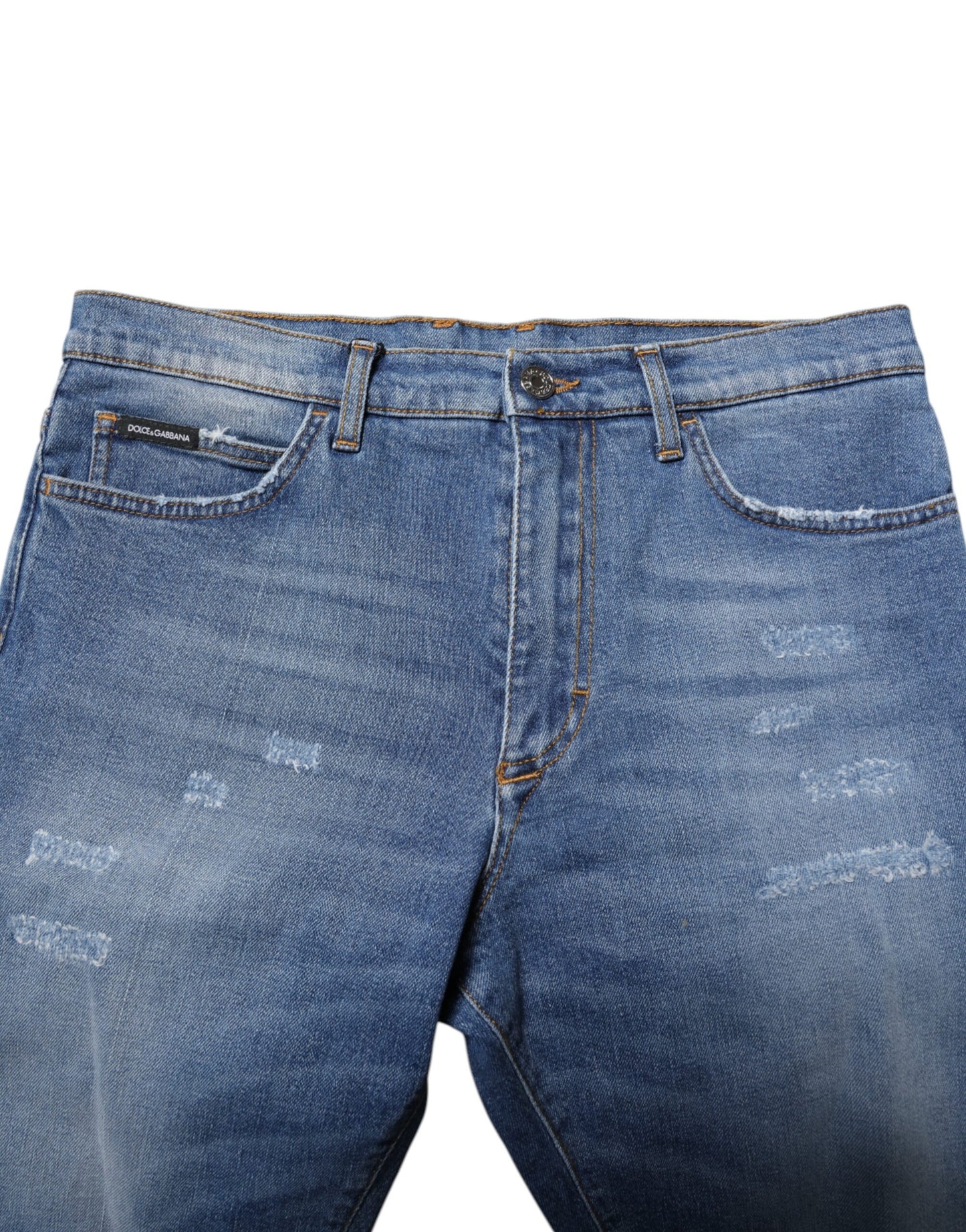 Dolce &amp; Gabbana Blue Cotton Stretch Men Denim Bermuda Shorts