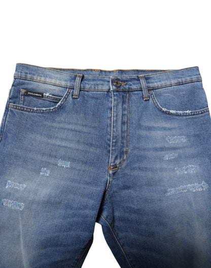 Dolce &amp; Gabbana Blue Cotton Stretch Men Denim Bermuda Shorts