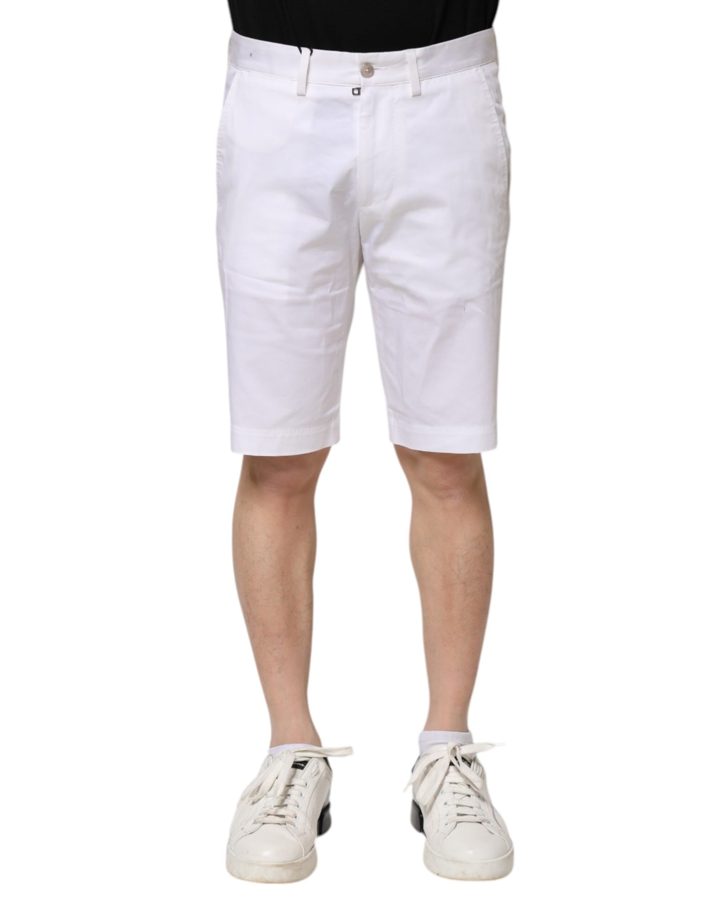 Dolce &amp; Gabbana White Cotton Stretch Men Denim Bermuda Shorts