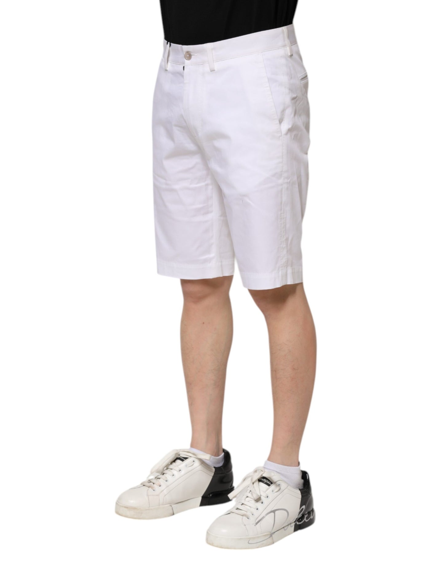 Dolce &amp; Gabbana White Cotton Stretch Men Denim Bermuda Shorts