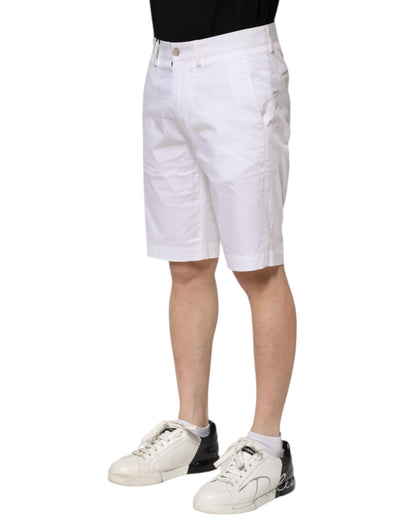 Dolce &amp; Gabbana White Cotton Stretch Men Denim Bermuda Shorts
