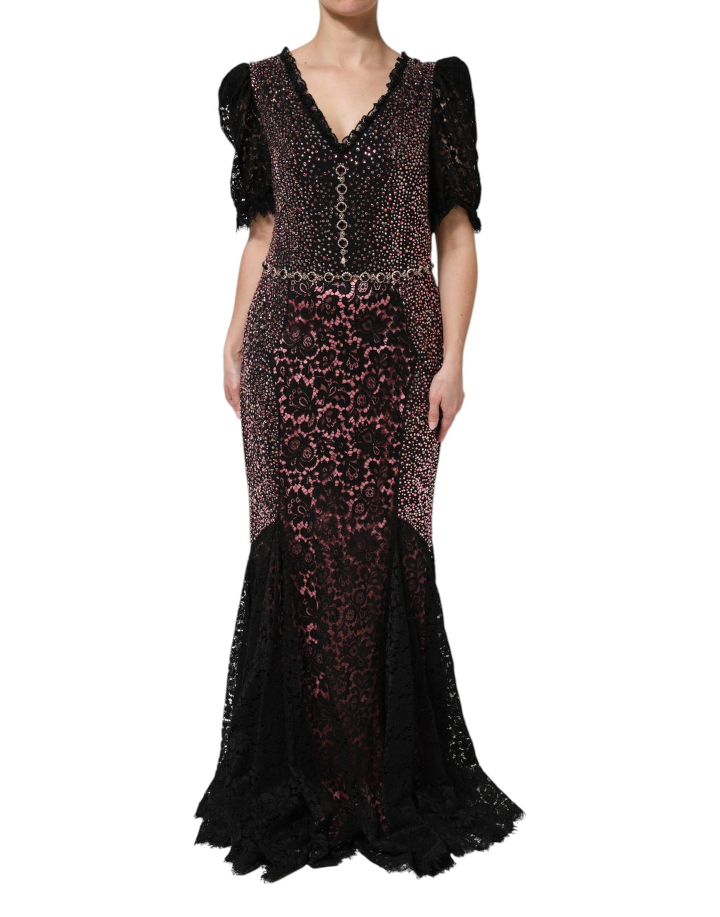 Dolce &amp; Gabbana Multicolor Embellished Mermaid Gown Dress