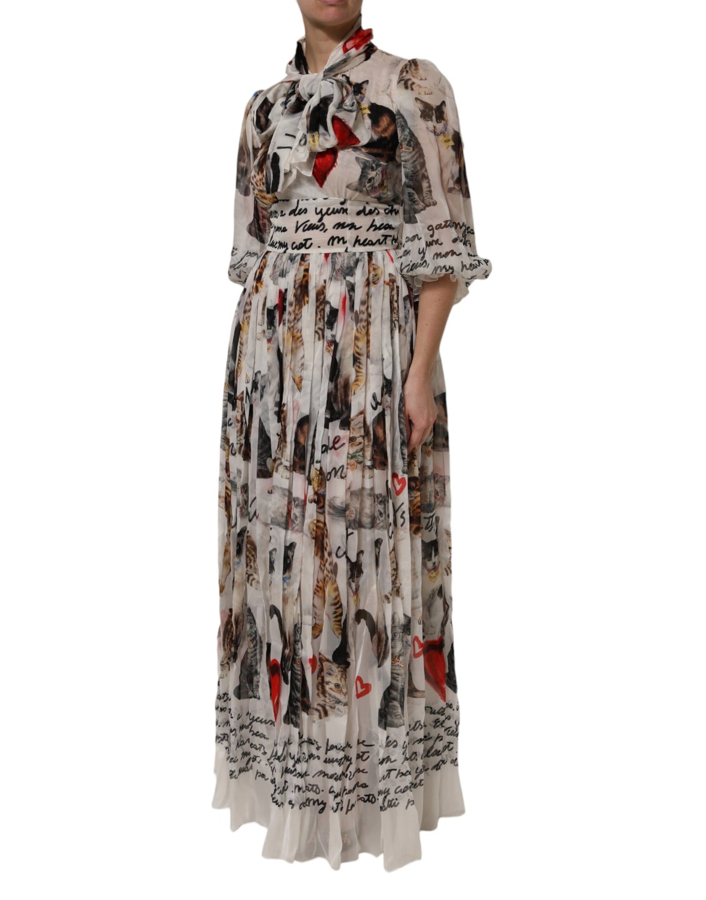 Dolce &amp; Gabbana Multicolor Animal Print Silk Ascot Maxi Dress