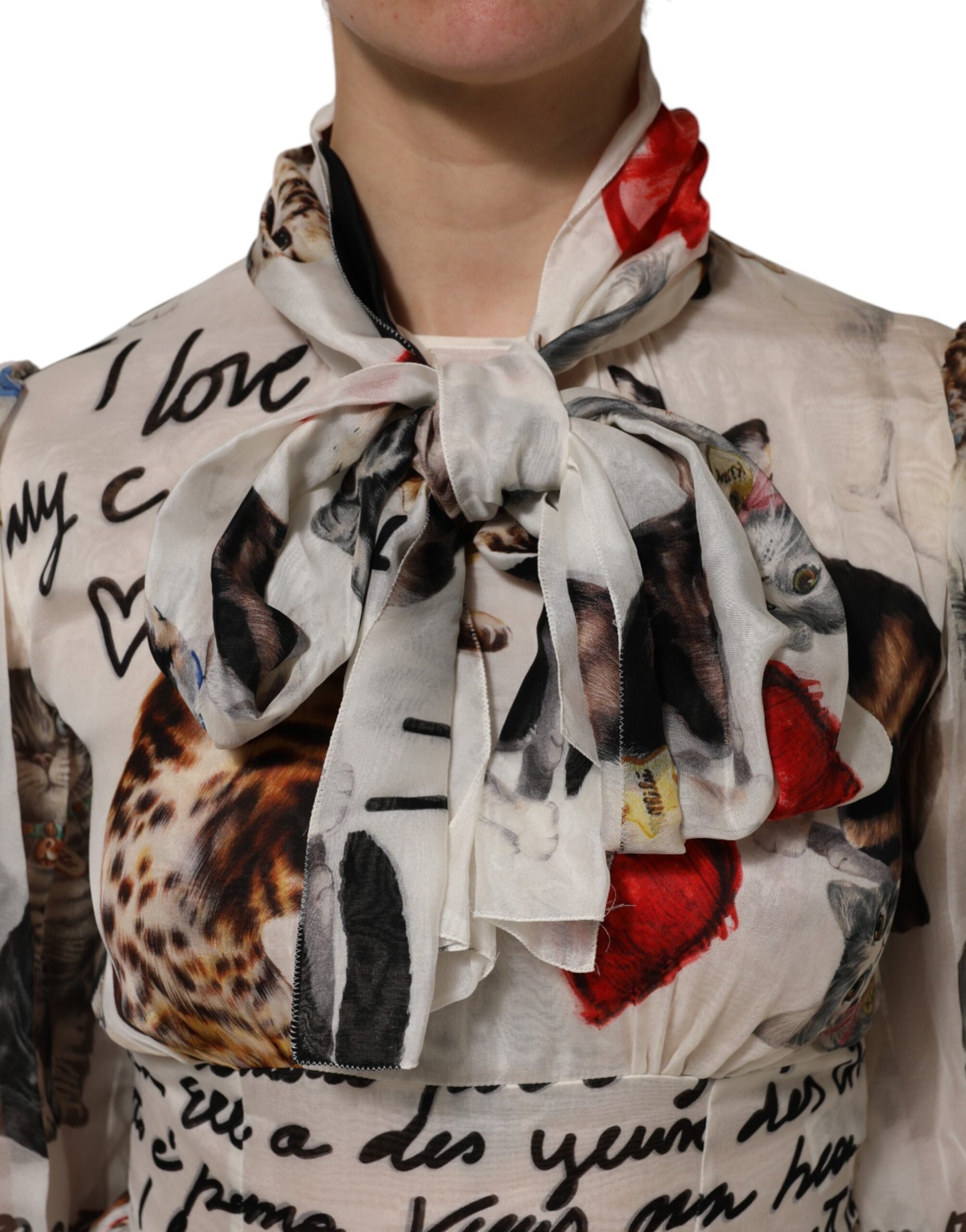 Dolce &amp; Gabbana Multicolor Animal Print Silk Ascot Maxi Dress