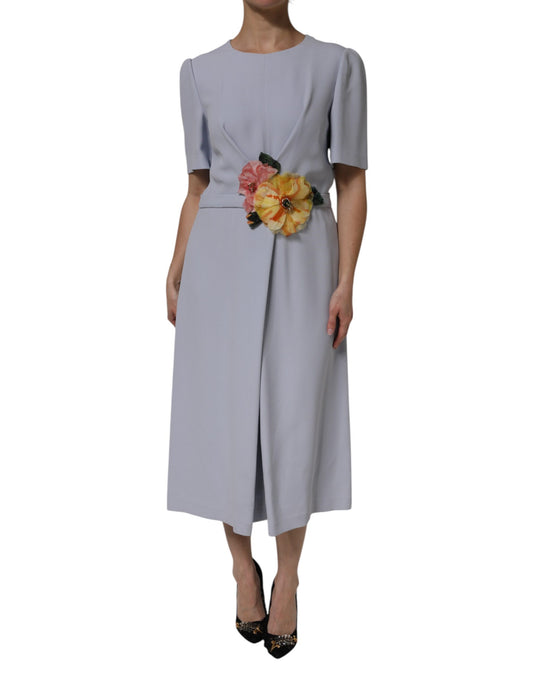 Dolce &amp; Gabbana Gray Viscose ShortSleeve Sheath Midi Dress