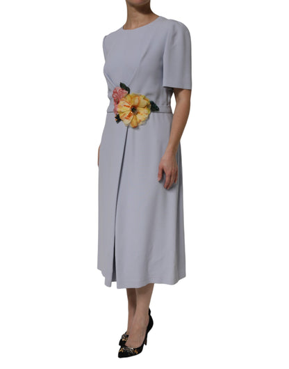 Dolce &amp; Gabbana Gray Viscose ShortSleeve Sheath Midi Dress