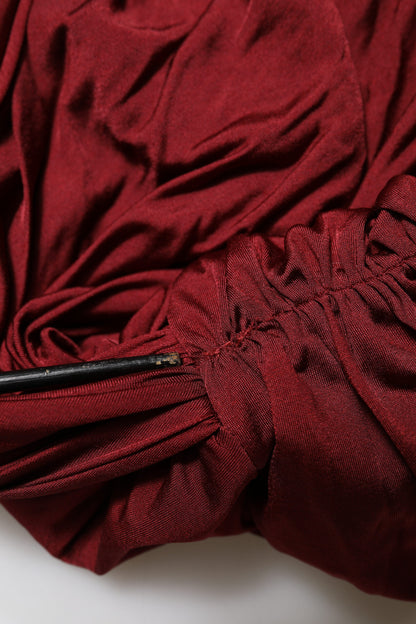 Dolce &amp; Gabbana Red Viscose Fitted One Shoulder Midi Dress