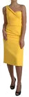 Dolce &amp; Gabbana Yellow One Shoulder Slit Sheath Midi Dress