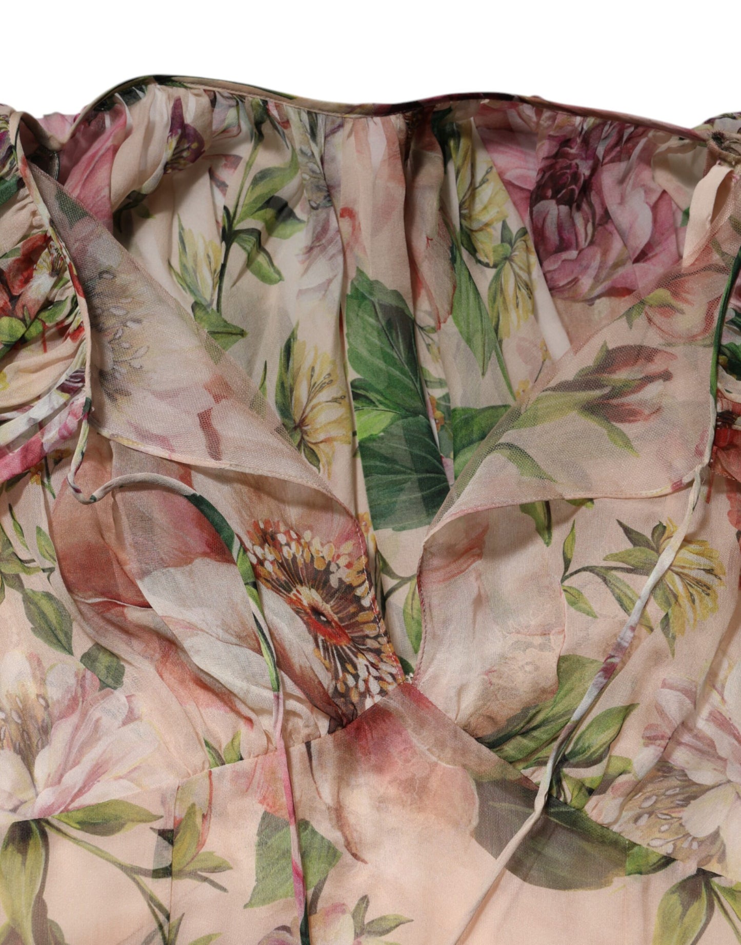 Dolce &amp; Gabbana Pink Floral Print Tiered Long Maxi Dress