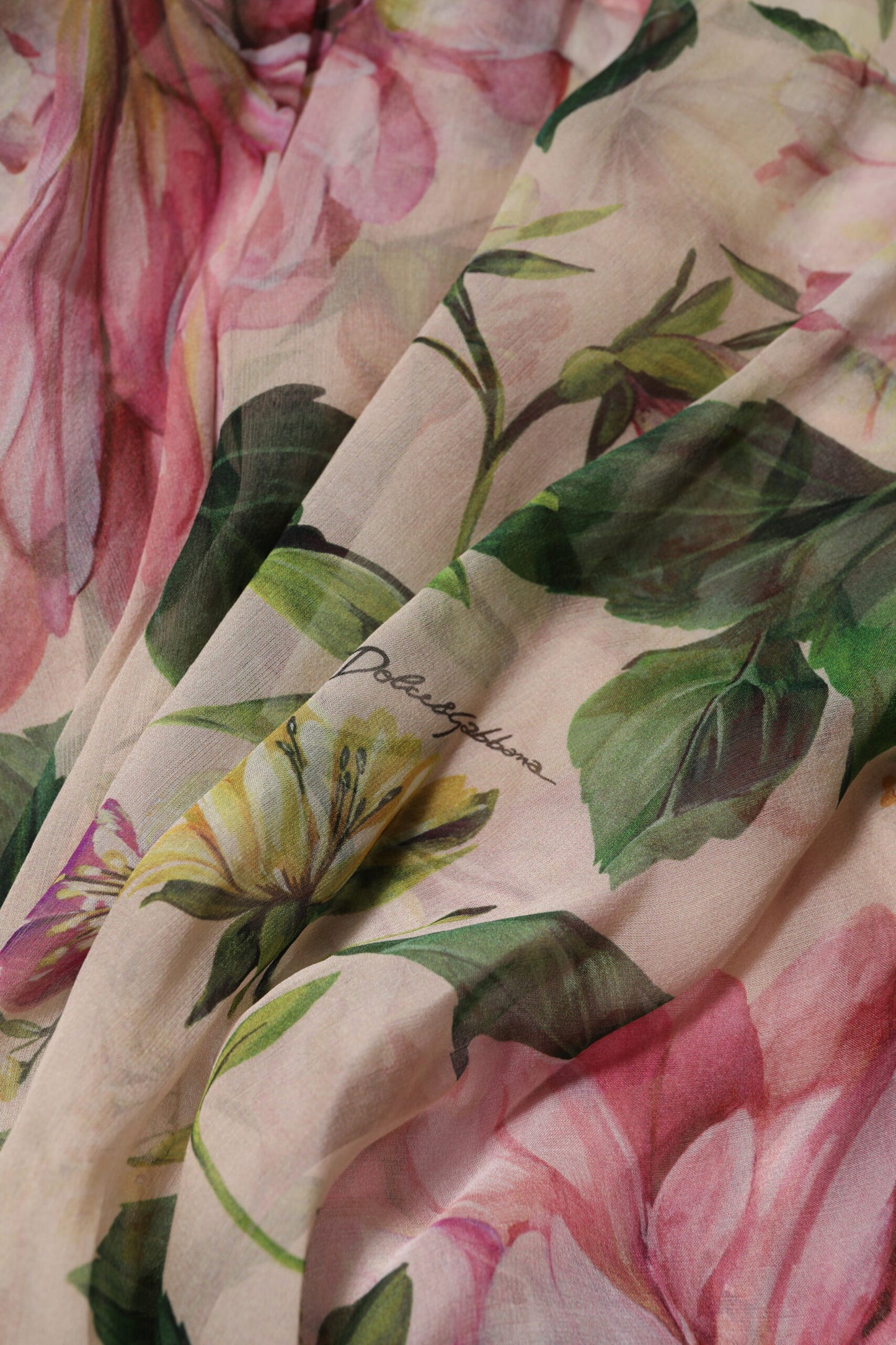 Dolce &amp; Gabbana Pink Floral Print Tiered Long Maxi Dress