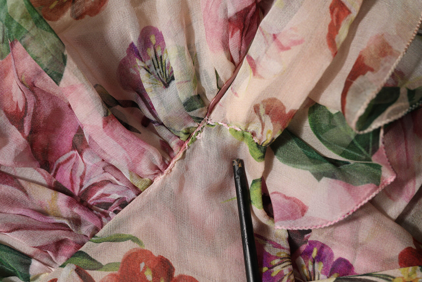 Dolce &amp; Gabbana Pink Floral Print Tiered Long Maxi Dress