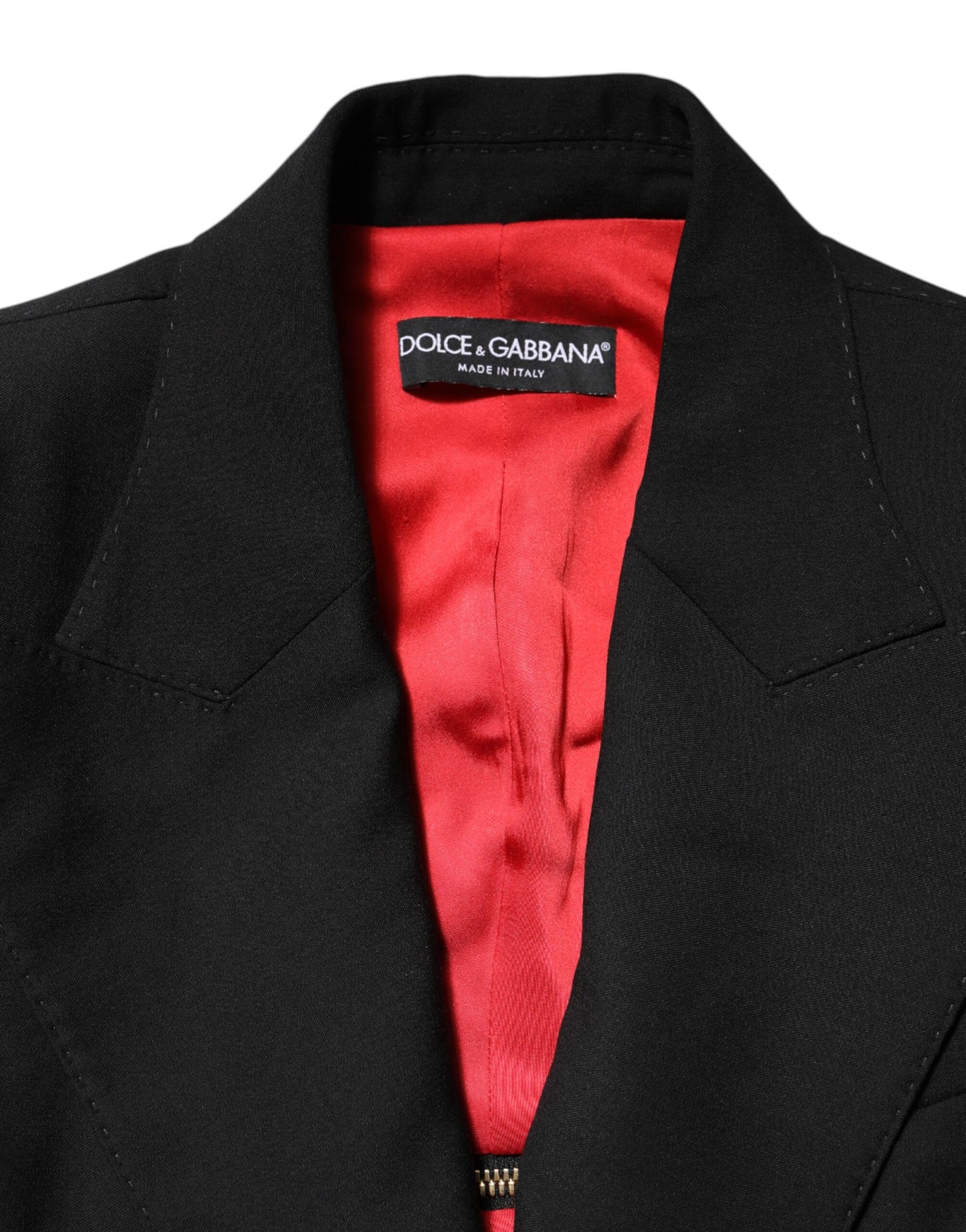 Dolce &amp; Gabbana Black Wool Zipper Detailing Blazer Jacket