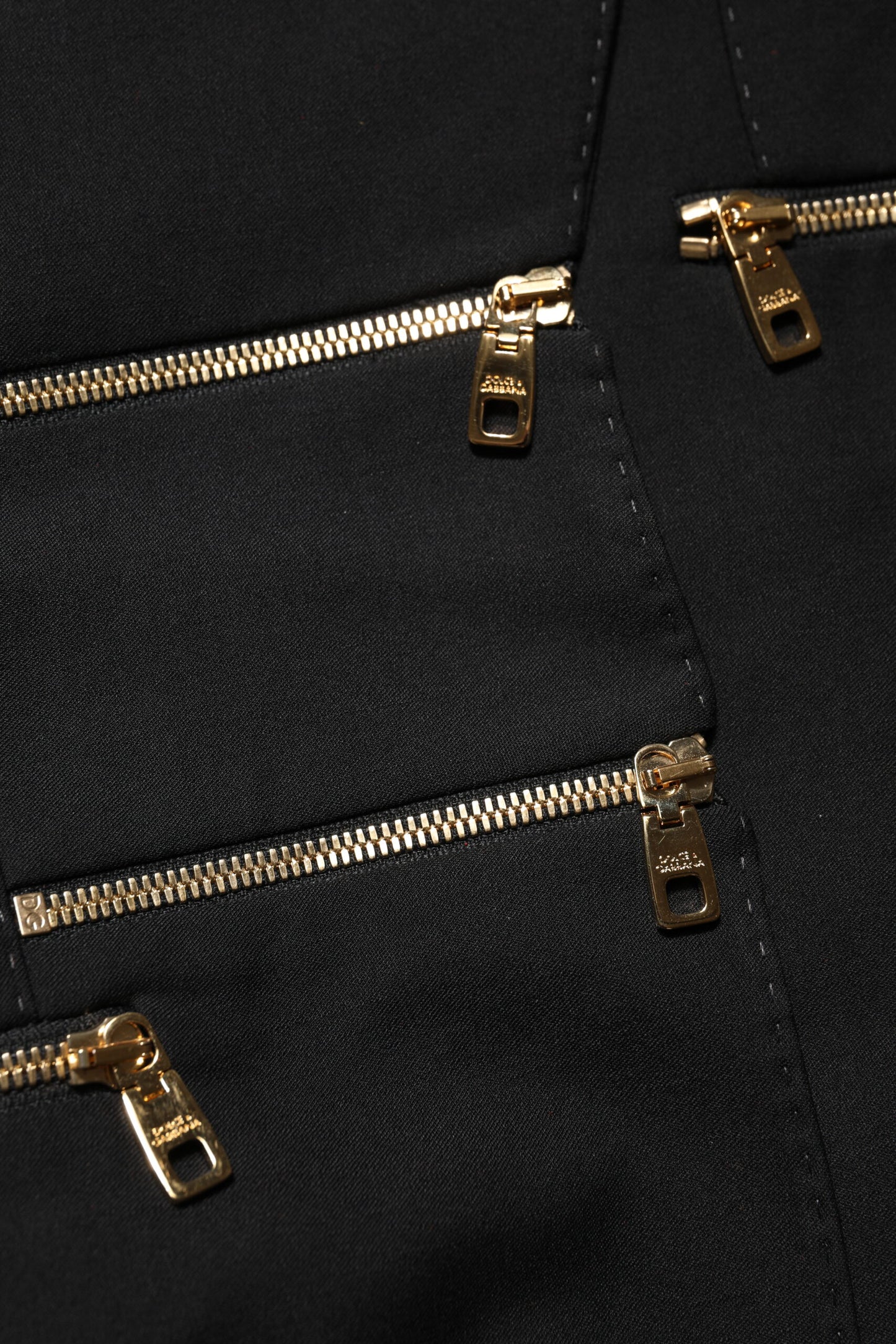 Dolce &amp; Gabbana Black Wool Zipper Detailing Blazer Jacket