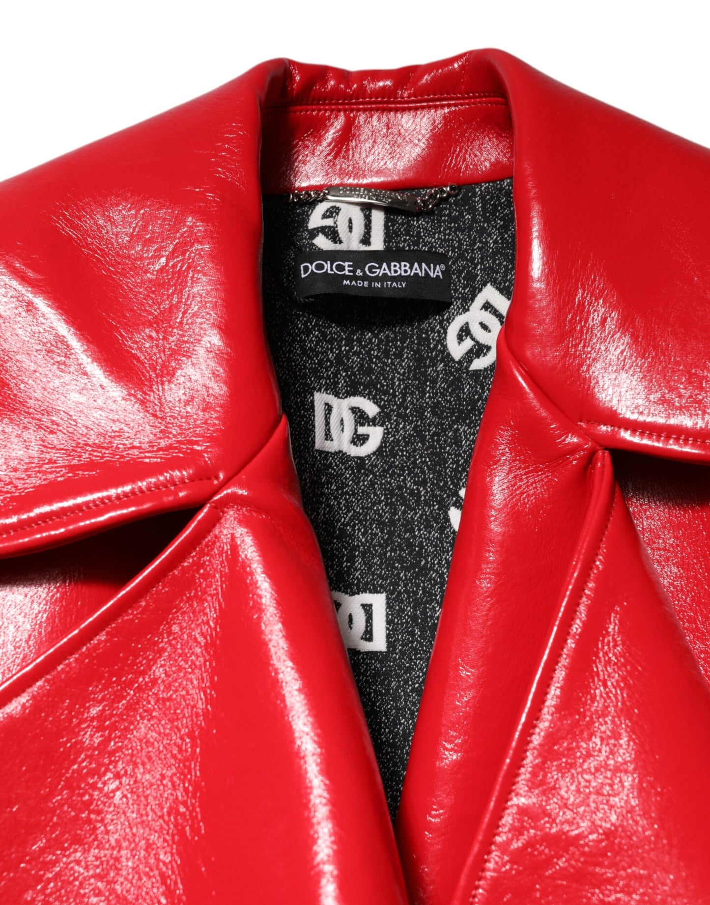 Dolce &amp; Gabbana Red Lambskin Full Zipper Jacket