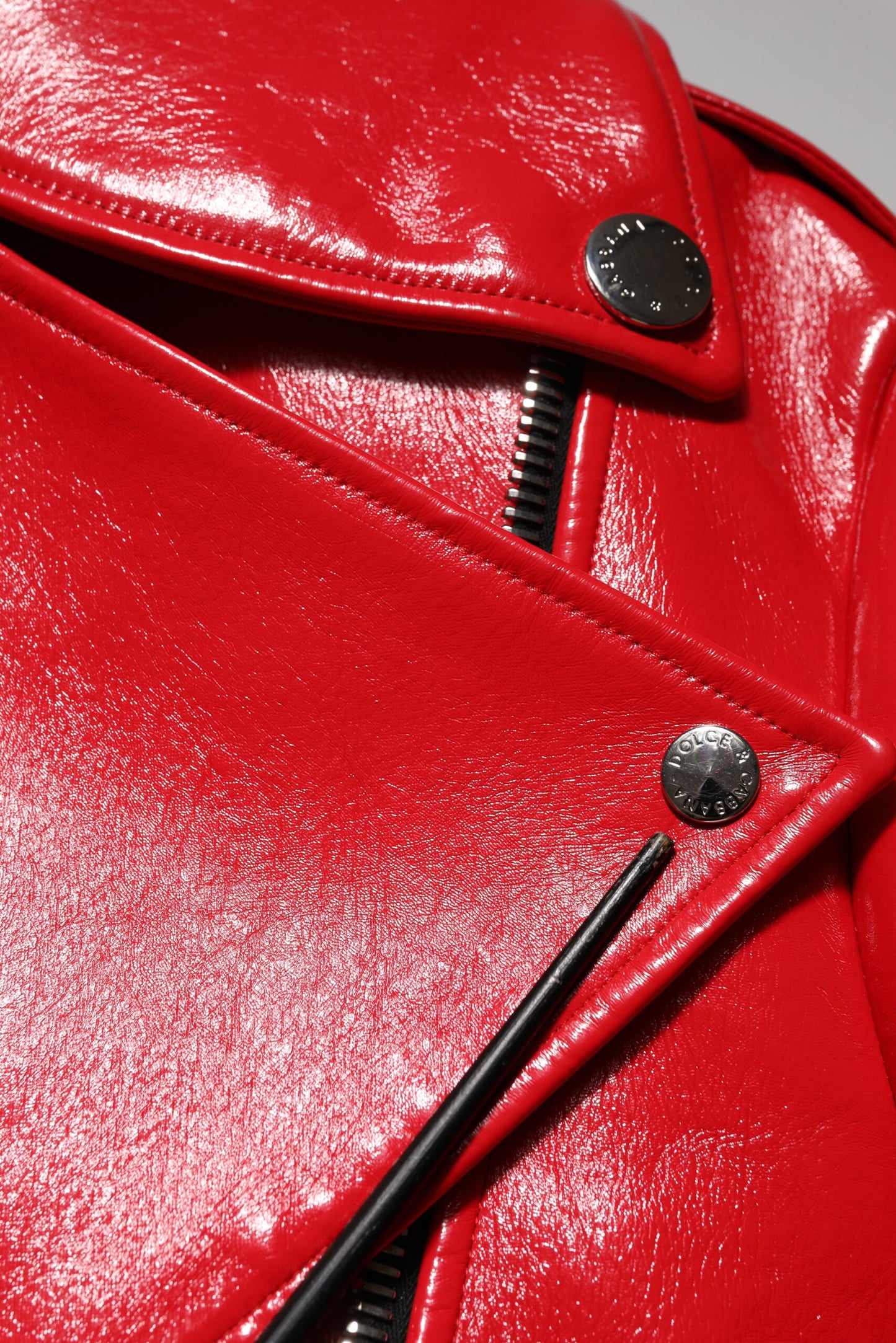 Dolce &amp; Gabbana Red Lambskin Full Zipper Jacket