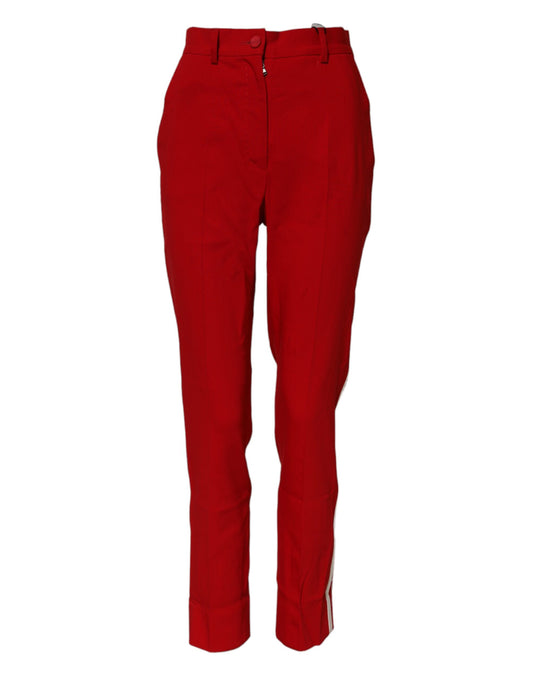 Dolce &amp; Gabbana Red Wool Mid Waisted Tapered Pants