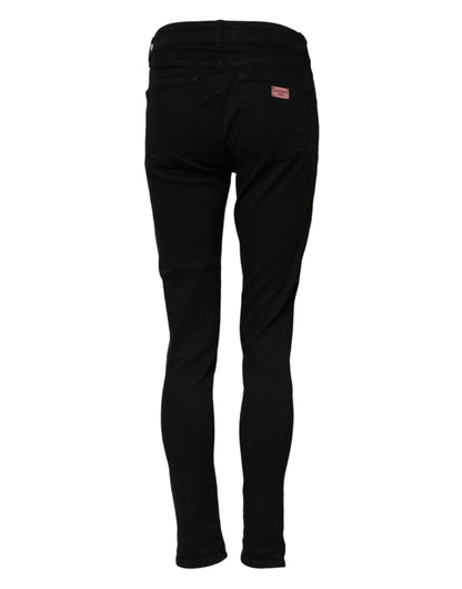 Dolce & Gabbana Black Cotton Skinny Mid Waisted Denim Jeans by Dolce & Gabbana