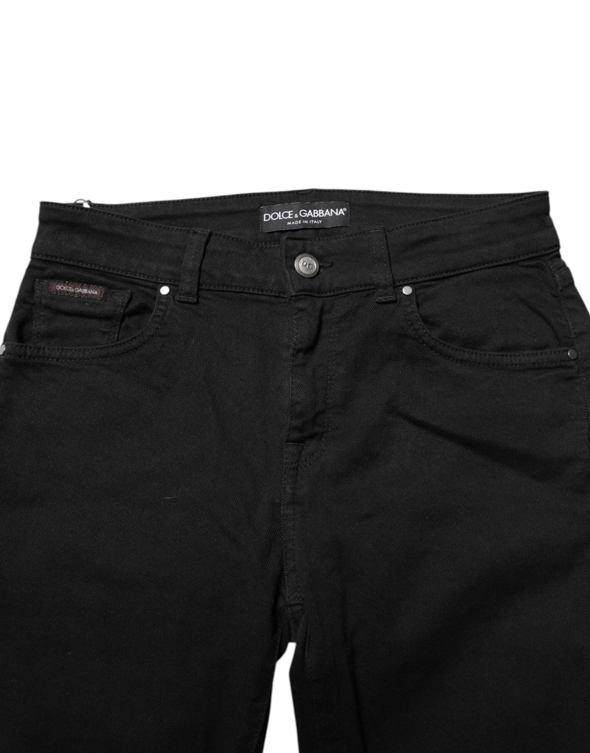 Dolce & Gabbana Black Cotton Skinny Mid Waisted Denim Jeans by Dolce & Gabbana