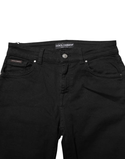 Dolce & Gabbana Black Cotton Skinny Mid Waisted Denim Jeans by Dolce & Gabbana