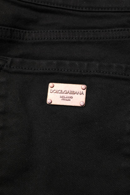 Dolce & Gabbana Black Cotton Skinny Mid Waisted Denim Jeans by Dolce & Gabbana