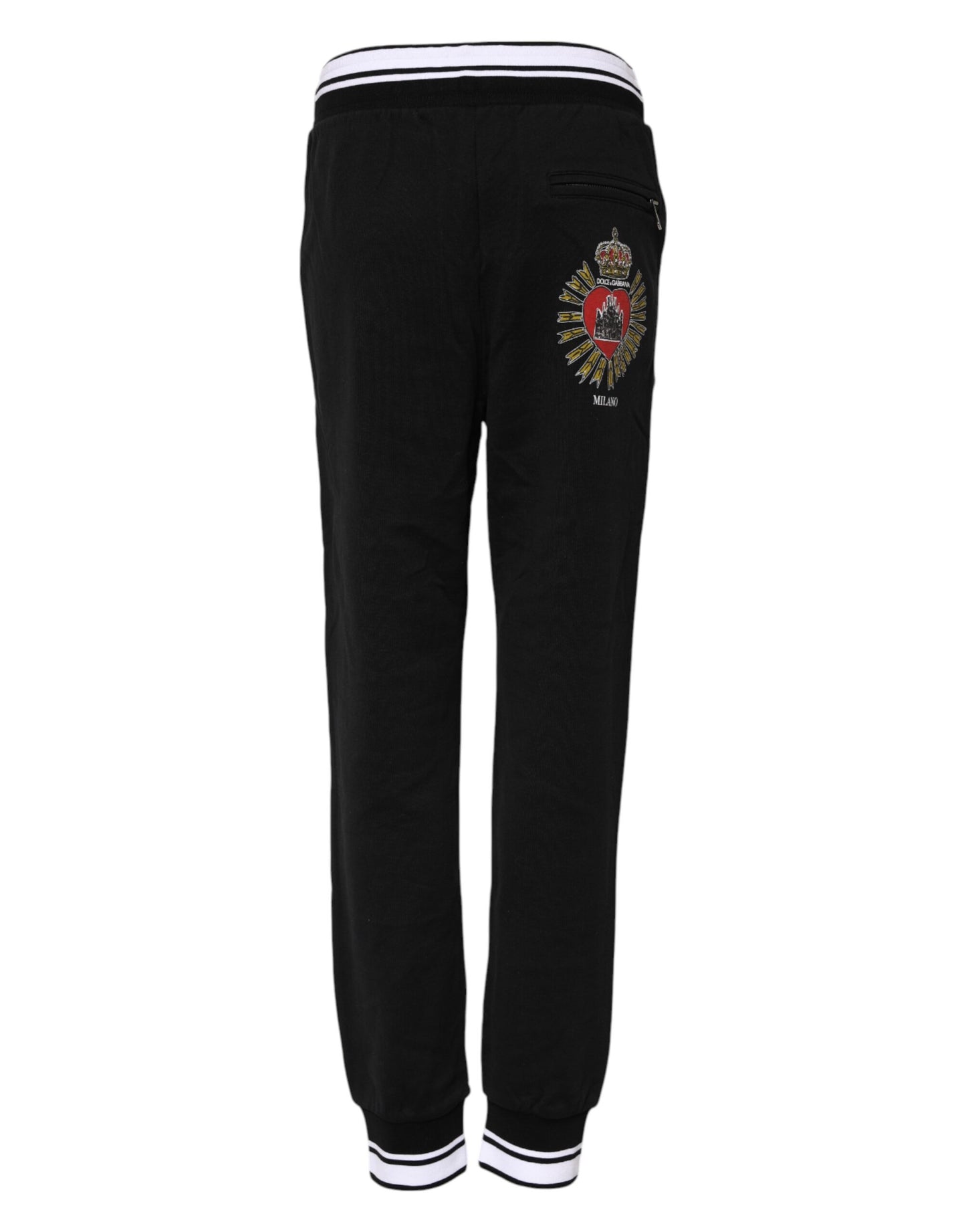 Dolce & Gabbana Black Cotton Mid Waist Jogger Pants by Dolce & Gabbana
