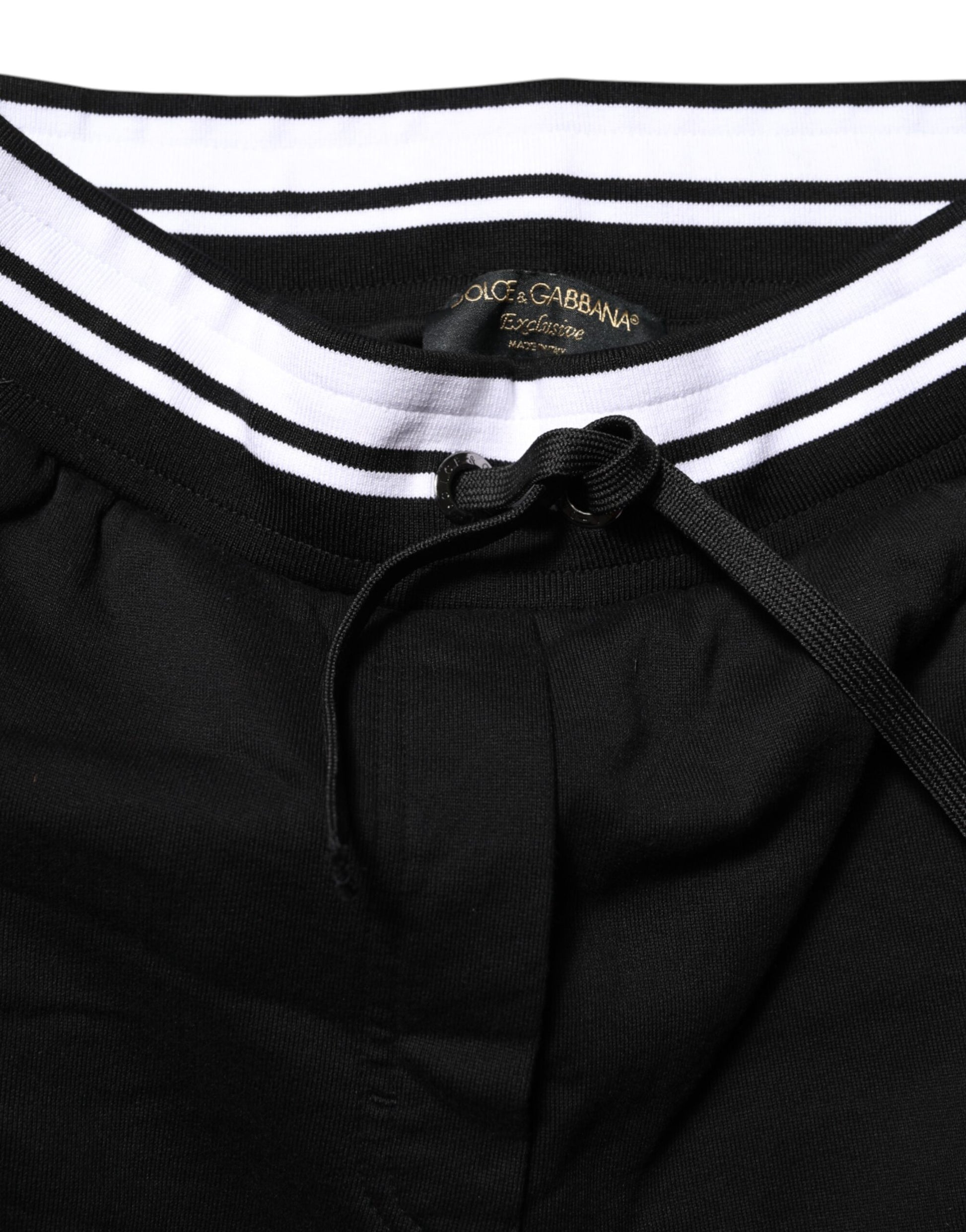 Dolce & Gabbana Black Cotton Mid Waist Jogger Pants by Dolce & Gabbana