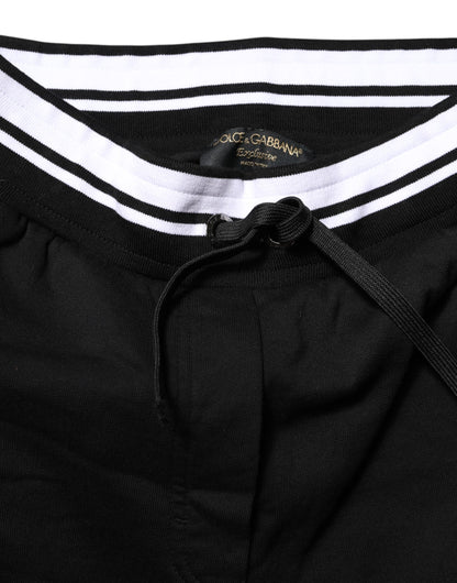 Dolce & Gabbana Black Cotton Mid Waist Jogger Pants by Dolce & Gabbana