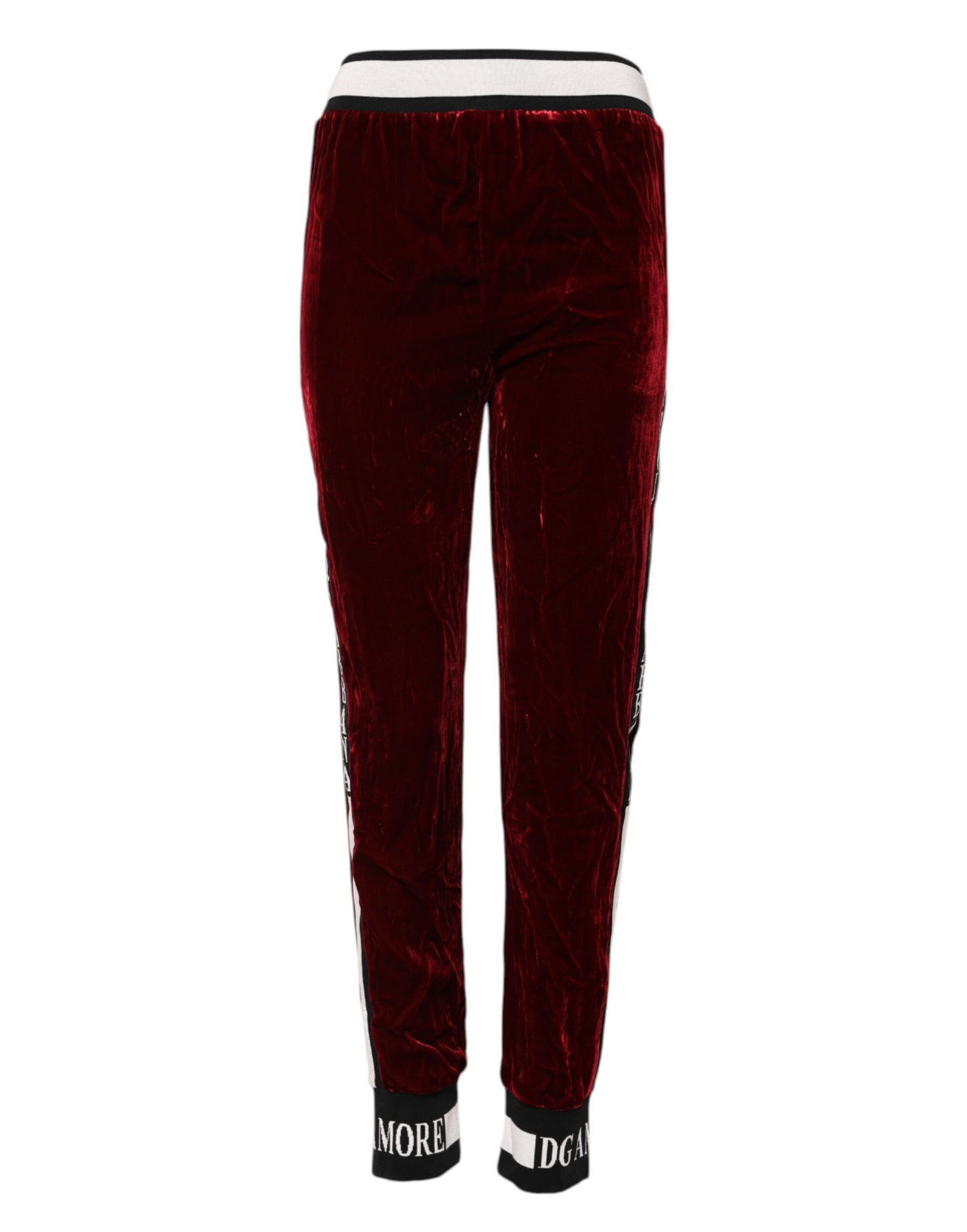 Dolce & Gabbana Red Viscose DG Logo Mid Waist Pants by Dolce & Gabbana