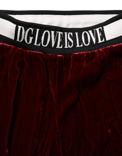 Dolce & Gabbana Red Viscose DG Logo Mid Waist Pants by Dolce & Gabbana