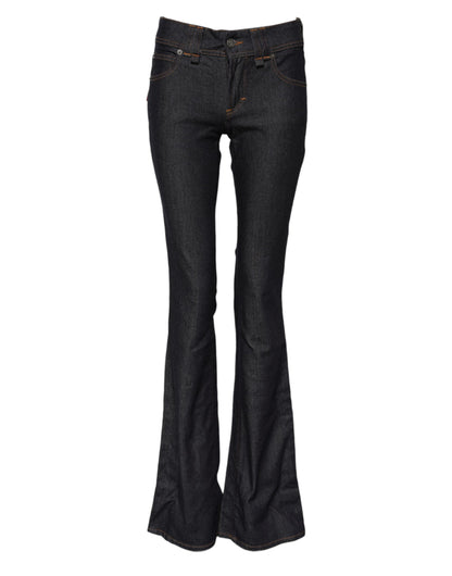 John Galliano Blue Mid Waist Cotton Wide Leg Denim Jeans by John Galliano