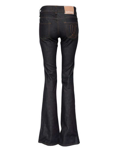 John Galliano Blue Mid Waist Cotton Wide Leg Denim Jeans by John Galliano
