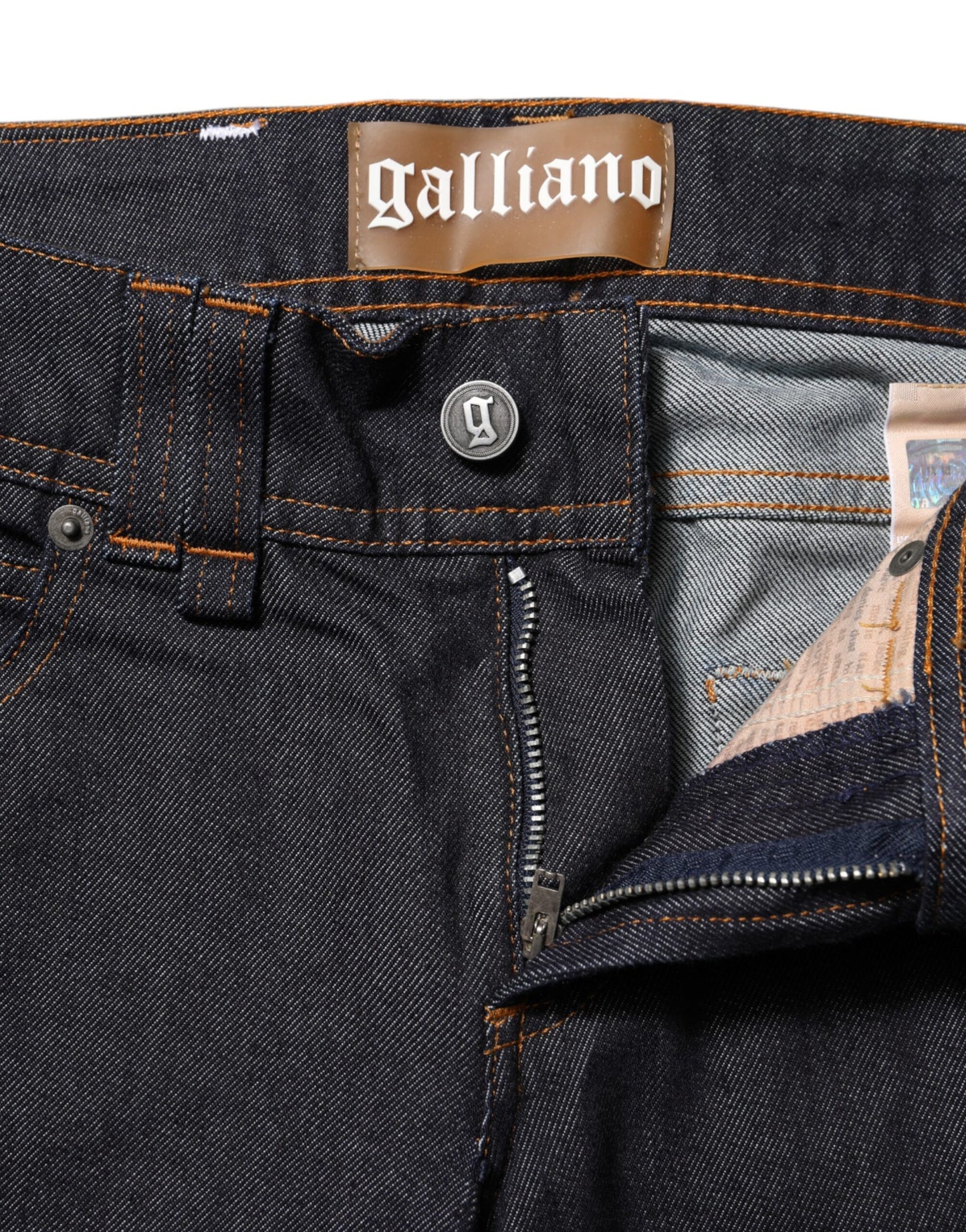 John Galliano Blue Mid Waist Cotton Wide Leg Denim Jeans by John Galliano