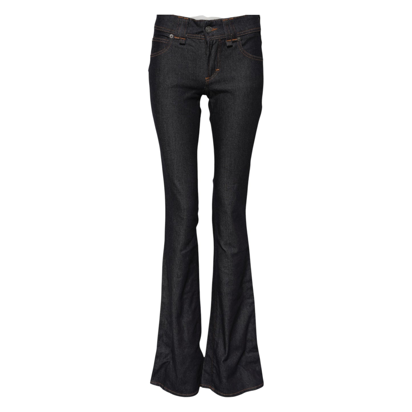 John Galliano Blue Mid Waist Cotton Wide Leg Denim Jeans by John Galliano