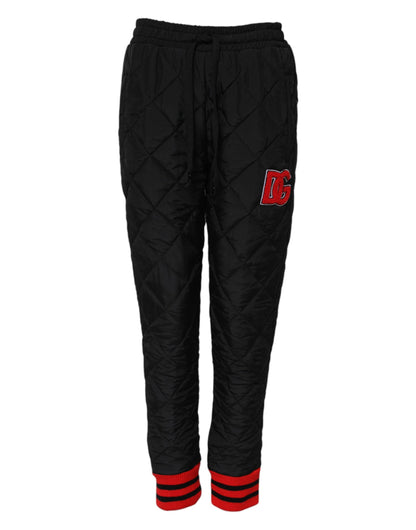 Dolce & Gabbana Black Quilted Mid Waist Jogger Pants by Dolce & Gabbana