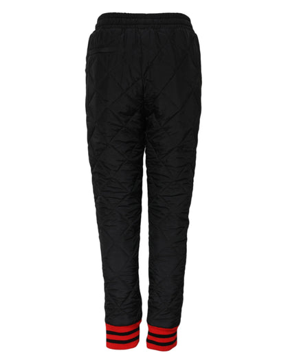 Dolce & Gabbana Black Quilted Mid Waist Jogger Pants by Dolce & Gabbana