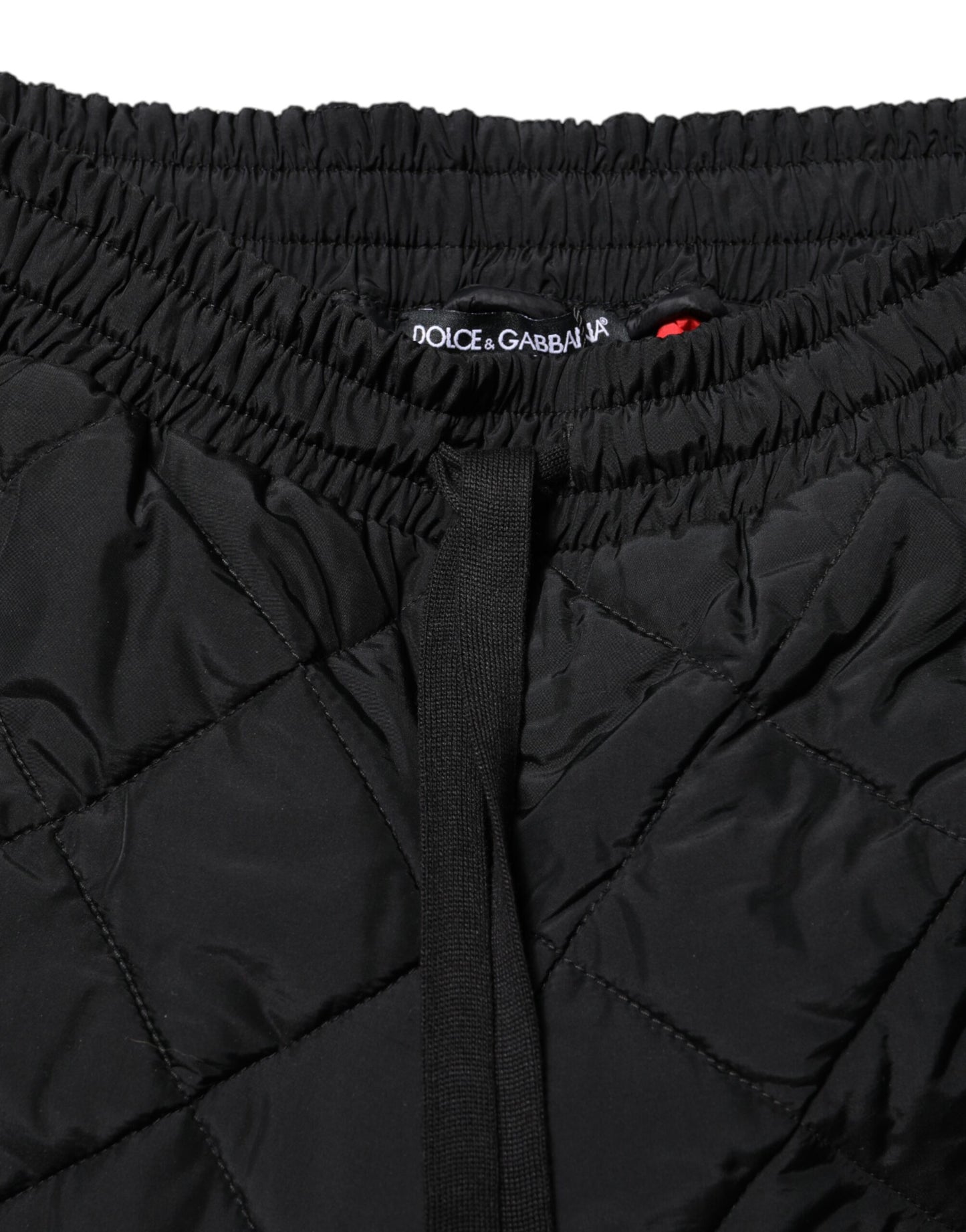 Dolce & Gabbana Black Quilted Mid Waist Jogger Pants by Dolce & Gabbana