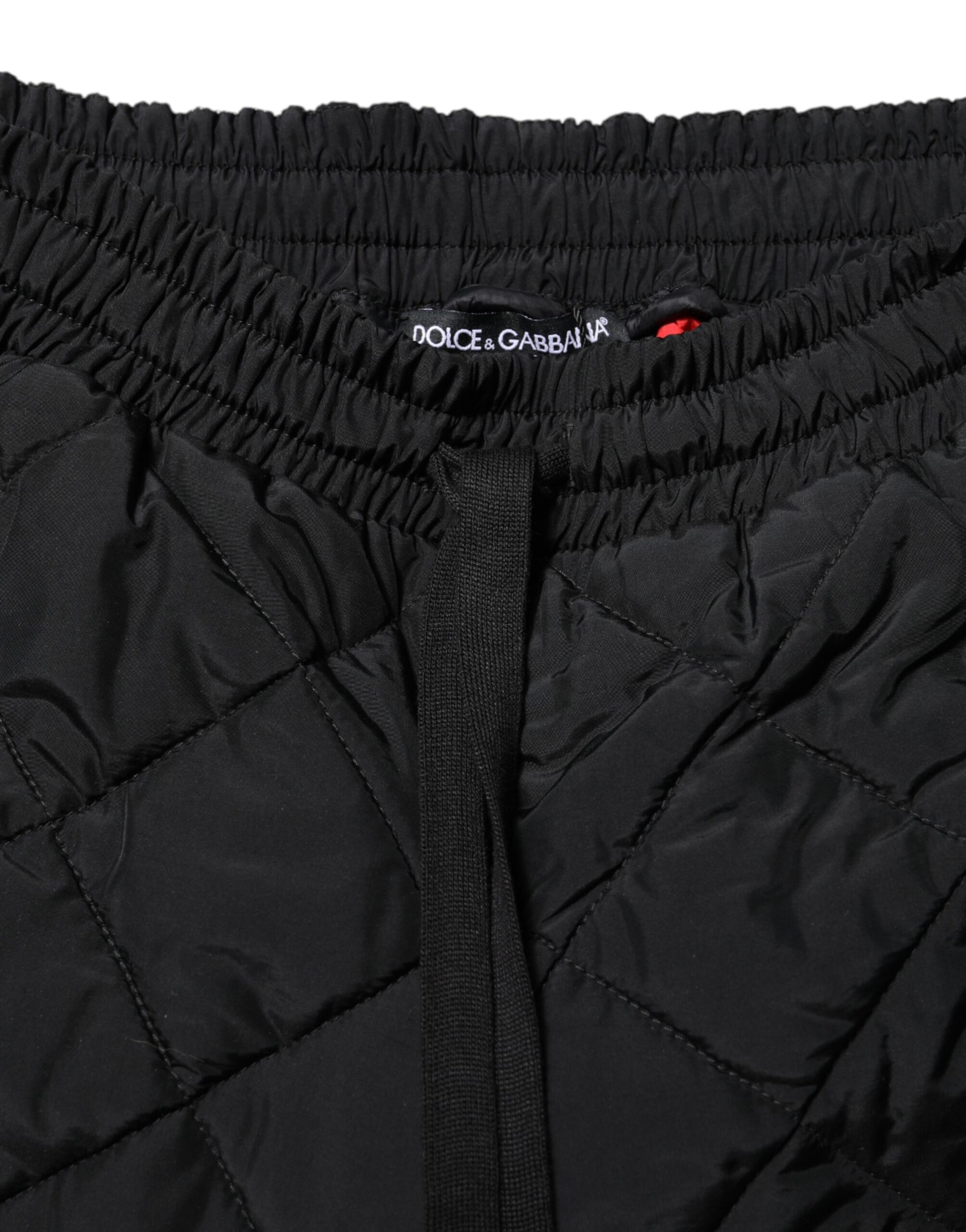 Dolce & Gabbana Black Quilted Mid Waist Jogger Pants by Dolce & Gabbana