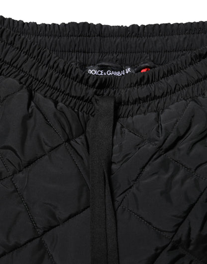 Dolce & Gabbana Black Quilted Mid Waist Jogger Pants by Dolce & Gabbana