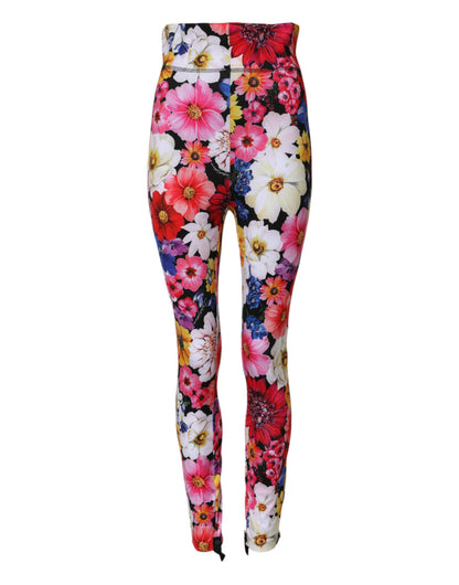 Dolce & Gabbana Multicolor Floral High Waist Leggings Pants by Dolce & Gabbana
