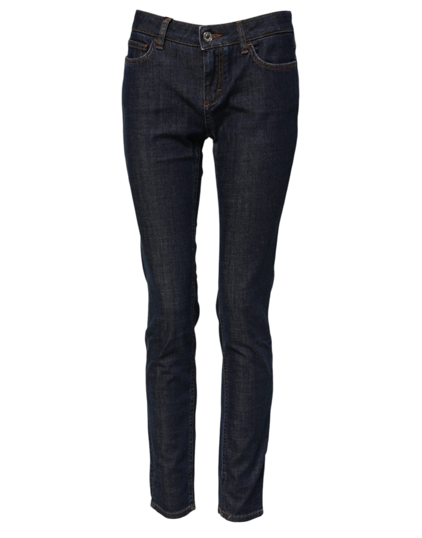 Dolce & Gabbana Blue Skinny Cotton Mid Waisted Denim Jeans by Dolce & Gabbana