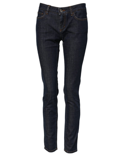 Dolce & Gabbana Blue Skinny Cotton Mid Waisted Denim Jeans by Dolce & Gabbana