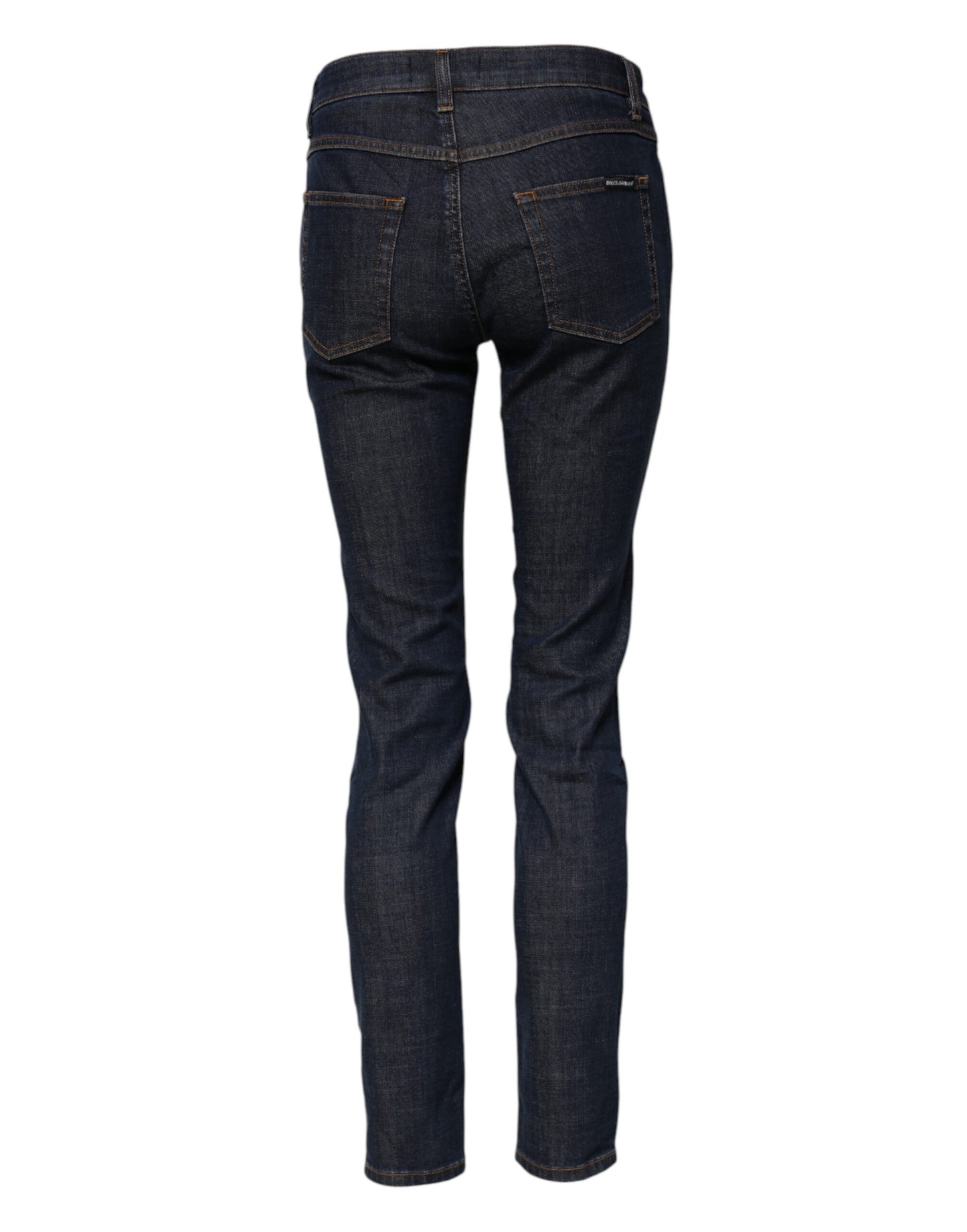Dolce & Gabbana Blue Skinny Cotton Mid Waisted Denim Jeans by Dolce & Gabbana