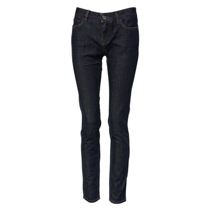 Dolce & Gabbana Blue Skinny Cotton Mid Waisted Denim Jeans by Dolce & Gabbana