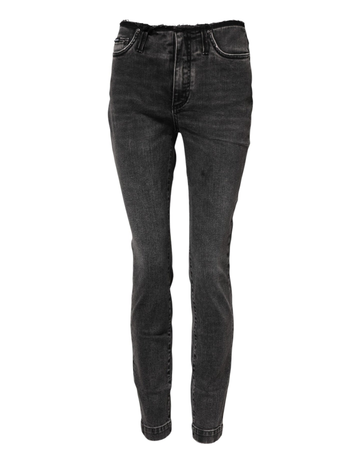 Dolce & Gabbana Gray Skinny Cotton Mid Waisted Denim Jeans by Dolce & Gabbana