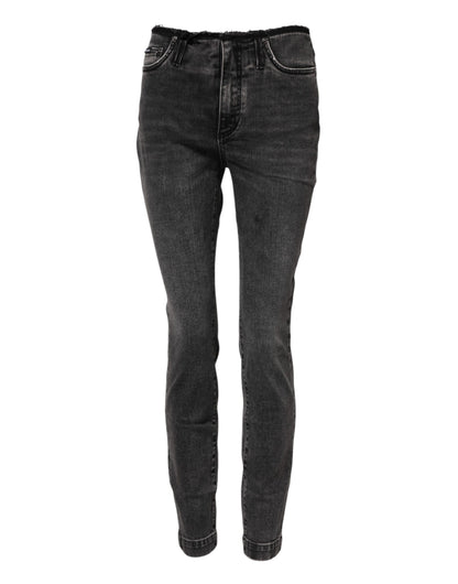Dolce & Gabbana Gray Skinny Cotton Mid Waisted Denim Jeans by Dolce & Gabbana