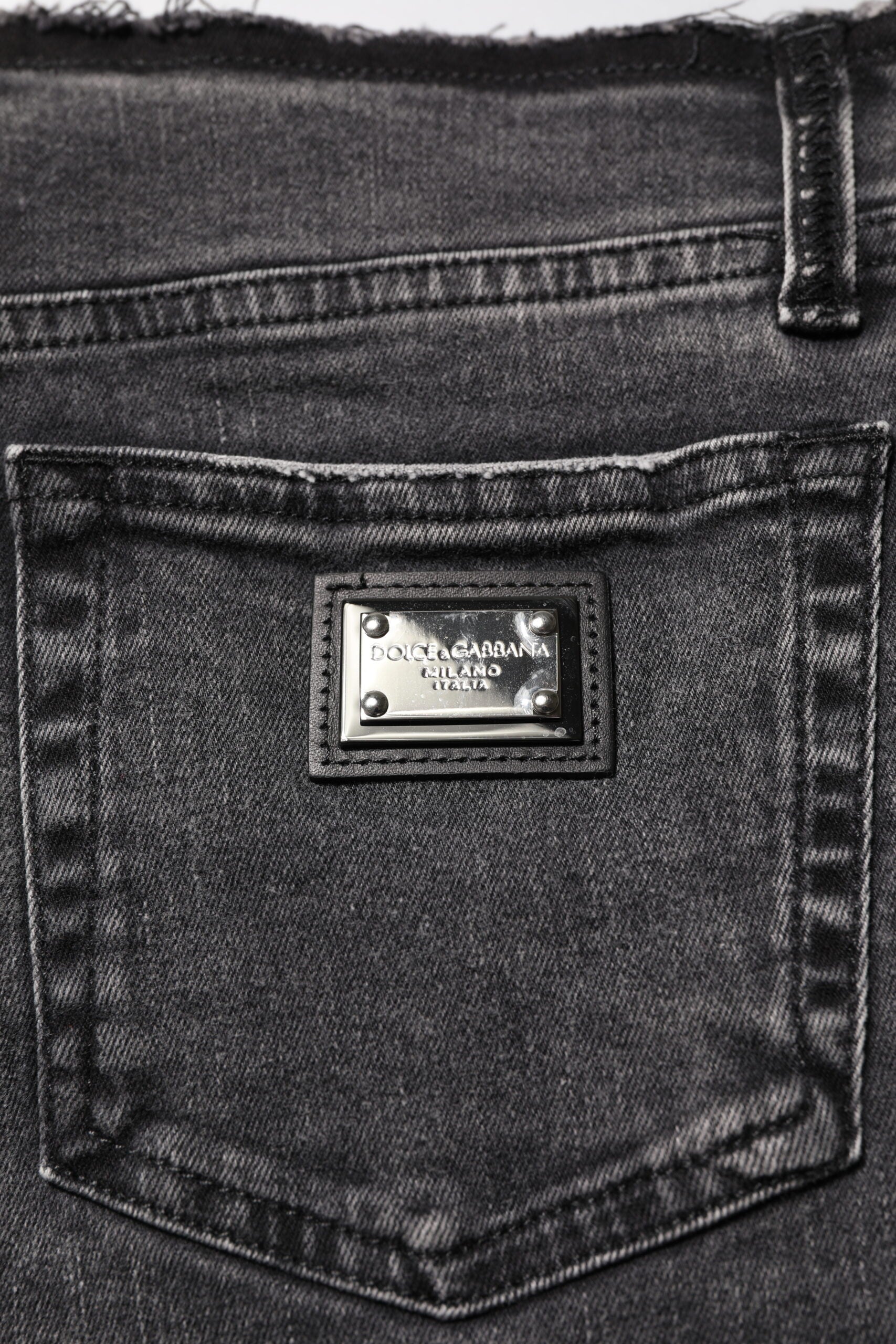 Dolce & Gabbana Gray Skinny Cotton Mid Waisted Denim Jeans by Dolce & Gabbana