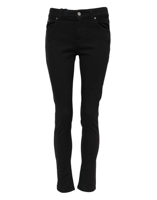Dolce &amp; Gabbana Black Cotton Skinny Mid Waisted Denim Jeans