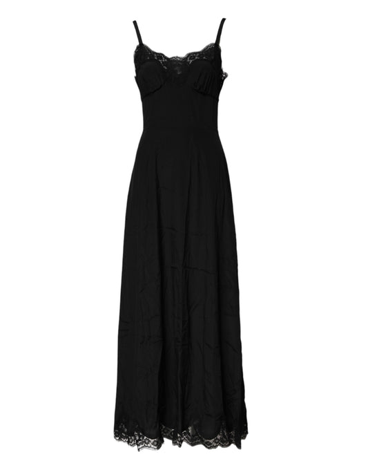 Robe lingerie en dentelle florale noire Dolce &amp; Gabbana